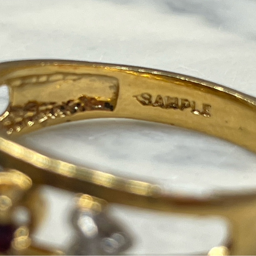 Vintage Sample Mother’s Ring Gold Plated Brass Size 6 Birthstone Style - Picture 9 of 13